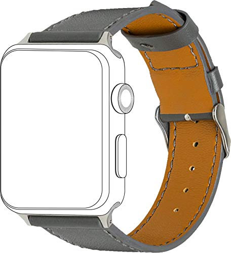 topp - Echtleder Armband für Apple Watch 42/44 mm, grau/Seam
