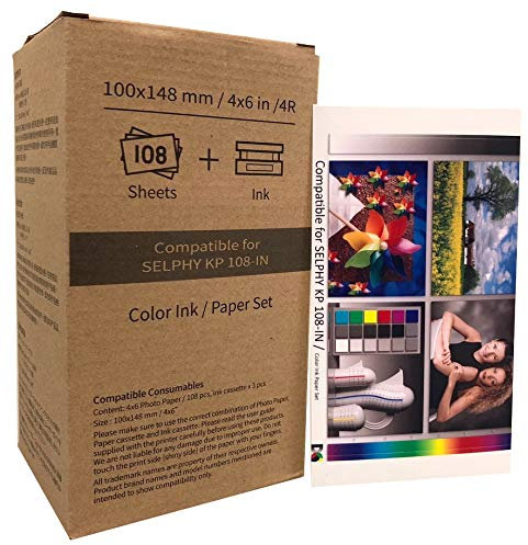 Fotopapier kompatibel zu Canon KP-108IN, Fotopapier & Farbband, 108 Blatt