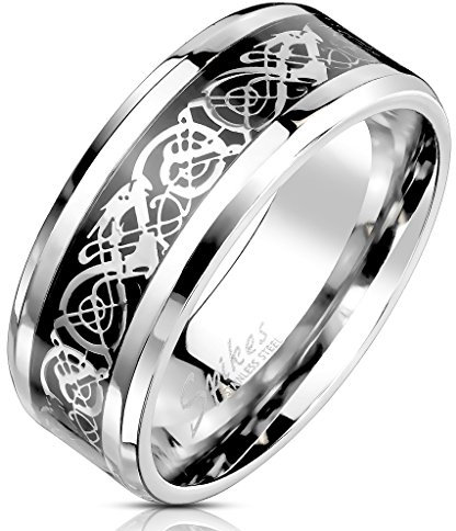 Bungsa Unisex-Ring keltisches Tribal aus 316L Edelstahl (60 (19.1))