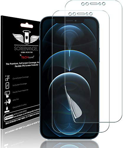 TECHGEAR [2 Pack Screen Protector fits iPhone 12 Pro Max 6.7 [Screen Angel Edition] [Case Friendly] [Bubble Free] [FULL Screen Coverage] HD Clear Flexible TPU Film