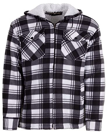 Hoang Textil GmbH Herren Holzfällerjacke Hemdjacke Kapuze Arbeitsjacke Hemd Flanell Thermojacke Jacke Kariert Gefüttert Gr. M-3XL, Farbe:anthrazit, Größe:XXL