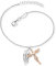 Engelsrufer Damen Armband aus Sterling Silber mit Feder Anhänger silber und rosévergoldetem Engel Anhänger - besetzt mit 20 Zirkonia Steinen - Karabinerverschluss - längenverstellbar