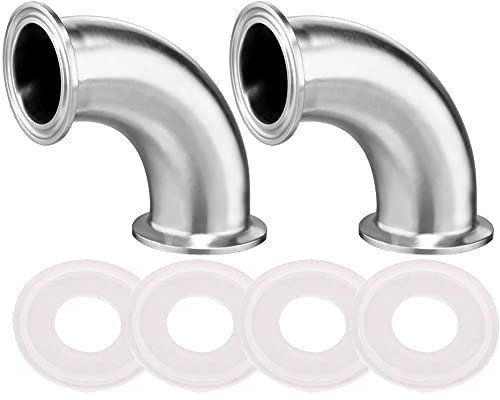Beduan Elbow 90 Degree 1 Tube OD Stainless Steel 1.5 Tri Clamp Sanitary Pipe Fitting (Ferrule OD 50.5mm, Pack of 2)