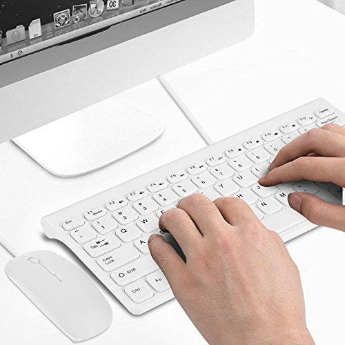 Keyboar Mouse EET, Ultra-Thin USB Wired Keyboard Wired Keyboard Mouse Mouse Mice Set Combo(White)