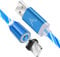 ALPHA 3 in 1 LED Flowing Magnetic Charger Cable Light Up 3 in 1 USB Cable Compatible with All Phones (Blue)