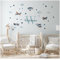 Wandsticker personalisiert Sticker Aquarell Tiere mit Name Wandtattoo für Kinderzimmer Babyzimmer Spielzimmer Mädchen Junge Y037 (Nr. 2 Flugzeuge, Mit Wunschname)
