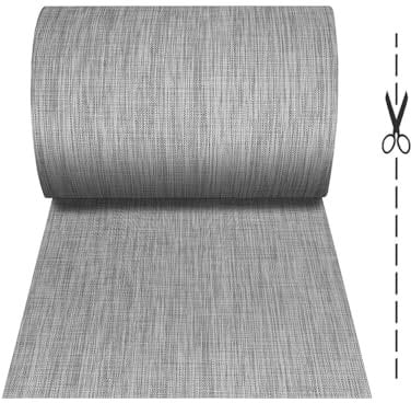 OLIVO.shop | ROTOLO LOTUS Tappeto cucina antiscivolo e antimacchia effetto rattan, tappeto pvc al metro, grigio (50x290 cm)