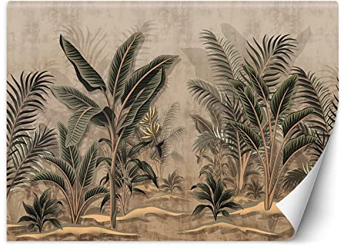 Feeby Papier Peint Intissé Tropiques Palmes Exotisme 450x315 cm vert XXL Moderne Décoration Murale Tableaux Muraux Tapisserie Salon Chambre à coucher Jungle Feuilles Abstrait