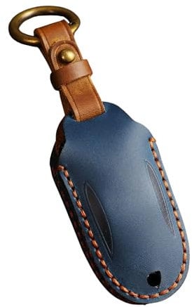 ISDORE Premium Leather Key Fob Case for Tesla Model X - Durable, Unbreakable Cover to Protect Buttons - Lightweight, Compact Protector (Blue)