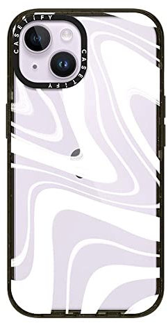 CASETiFY Impact iPhone 14 Case [4X Military Grade Drop Tested / 8.2ft Drop Protection] - Frosted Swirls - Glossy Black