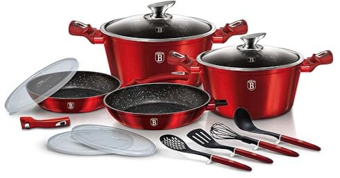 BerlingerHaus Metallic Line Kochtopfset 13-teilig Rot