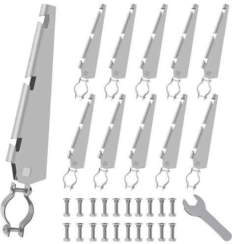 Hwedra Barbed Wire Extend Arm for 1-3/8 Top Rail Chain-Link Fence, Hot-Dip Galvanized Steel Cornered Barbwire Arm for Garden and Home, All Bolts&Spanner Included, 10Pcs