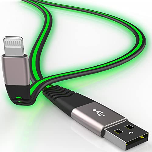 LED [Apple MFi Certified] iPhone Charger, Led Breathing Light Lightning Cable Fast Charging Cord Compatible iPhone 14 Pro Max13/12/11 Pro Max/Mini/XS MAX/XR/XS/X/8/7/Plus iPad AirPods 6ft,Green