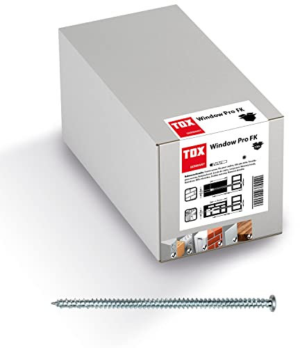 TOX Window Pro FK Tornillo de marco de acero cementado, distanciador para ventanas y puertas, cabeza de tornillo Pan Head con accionamiento TX30, ⌀7,5/212 mm
