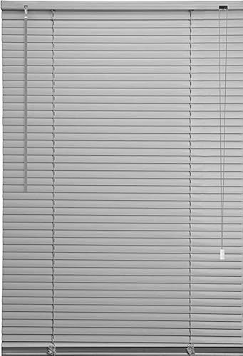 Ruby Deals PVC Venetian Blind Blinds Window (Grey 150W x 213H cm) | 25mm Thin Slats Kitchen Window Blinds Treatments Easy Fit Curtains Trimmable Fittings Home Office