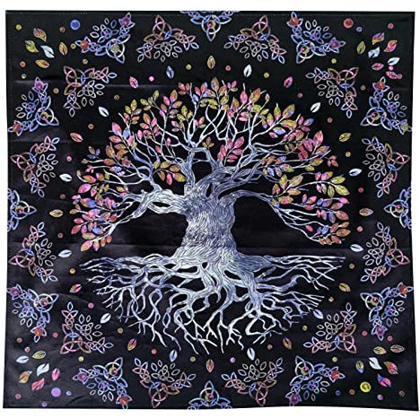 gaomin Tarot Divinatoire Table, 64 * 64cm Tissu Tarot Arbre Vie, Nappe Tarot Divinatoire, Tapis Cartes À Jouer Tarot, Accessoires Jeux Cartes Tarots La Décoration Intérieure