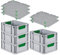 PROREGAL SuperSparSet 5x Eurobox NextGen Color mit Auflagedeckel & Schiebeschnappverschlüsse, HxBxT 17x30x40cm, 16L, Griffe grün geschlossen, Glatter Boden, Eurobehälter Transportbox Transportbehälter
