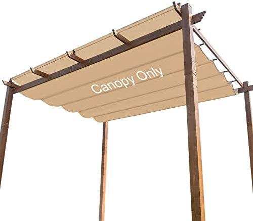 Pergola Shade Cover, 10' X 13' Outdoor Retractable Pergola with Sun-Protection, Durable Replacement Canopy for Garden Porch Khaki