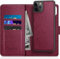 DJBull 2-in-1 Detachable for iPhone 11 Pro Max Wallet case with Credit Card Holder【RFID Blocking】,Flip Folio Book PU Leather Protective Cover Women Men for Apple 11ProMax Phone case Wine Red