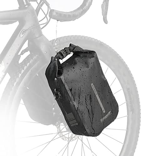 Rhinowalk Bike Front Pannier Fork Bag - Waterproof Bicycle Rack and Shoulder Bag for E-Scooter Mountain Bike Accessories - Black, 4L