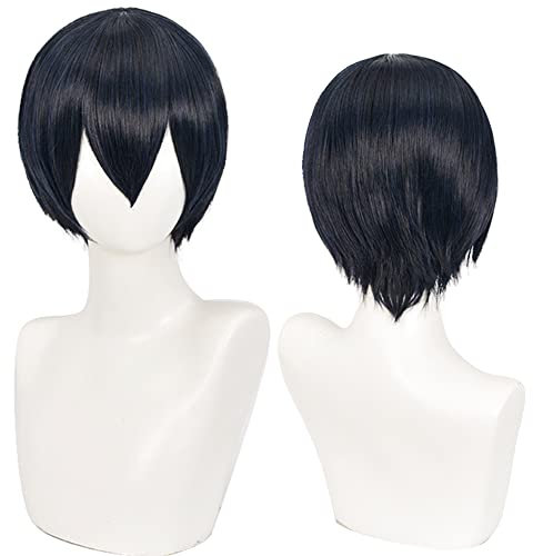 maysuwell Perücke Marineblau Cosplay Perücke Kostüm Männer Kurz Anime Natürlich Weich Party Haar Perücken