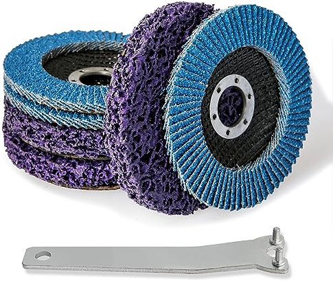 Hakkin 6Pcs Strip Discs & Flap Discs Set 115mm Angle Grinder Sanding Disc Abrasive Discs For Angle Grinder Clean and Remove Paint Coating Rust Welds Oxidation