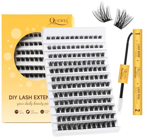 QUEWEL Cluster de Cils de Longueur Mixte, Aspect Naturel, Faux Cils, Extension de Cils DIY Durable et Réutilisable, Bande Mince pour Un Usage Personnel Domestique(FD02)…