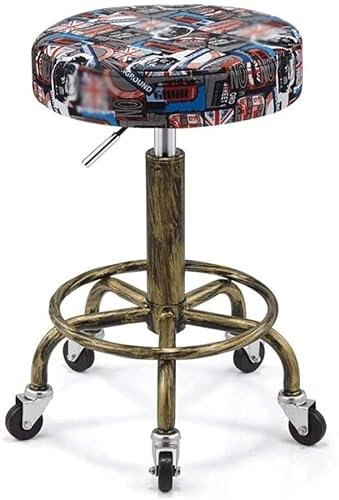 SCIAZA Drehhocker Stuhl Höhenverstellbarer Barhocker Rückenstütze, Eisen-Dreh-Barhocker, Retro-Klavierhocker Beauty-Hocker Massagestuhl Physiotherapie-Hocker Arbeitshocker Shampoo-Hocker, für Küche