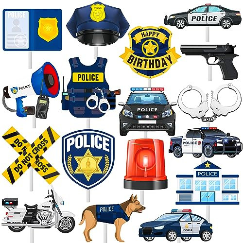 Police Cupcake Toppers 36Pcs Police Party Cupcake Picks Policeman Birthday Party Decoration Police Theme Cake Decorations for Police Officer Baby Shower Supplies