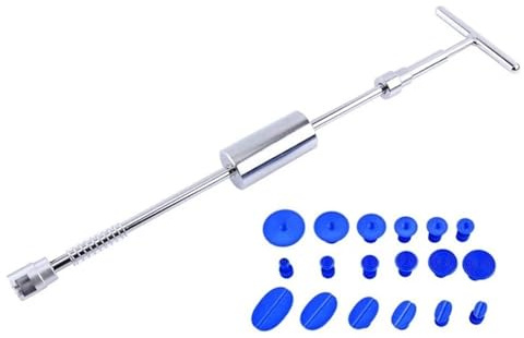 Extracteur de Dent de Voiture, Outil de débosselage en métal T, Kit de tôlerie de réparation Automobile, Marteau Coulissant, Marteau inversé, Colle + 18 pièces de Traction de Colle (Size : 11cm Short