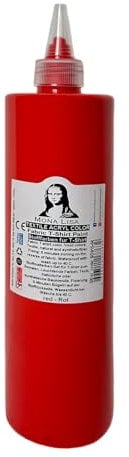 Stofffarbe 500ml. Waschfeste Textilfarbe. T-Shirt Farbe für helle Stoffe. Waschmaschinenfest, Waschbeständig. Textilmalfarbe, Stoffmalfarbe Fixierung durch Bügeln (Rot)