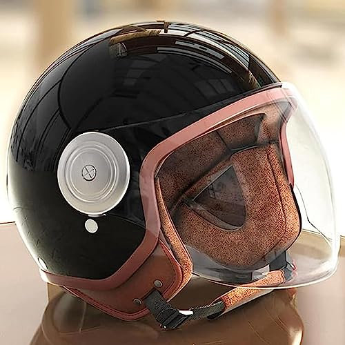 Open-Face-Motorradhelm Für Kinder Mit Visier, Half-Face-Scooter-Cruiser-Helm, Geeignet Für Damen, Herren, Moped, Bobber, Cafe Racer, Vintage-Straßenfahrradhelm, DOT/ECE-Geprüft G,50~64cm