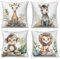 ASDCXZ Kinder Kissenbezug 50x50 cm 4er Set, Niedlich Tier Löwe Giraffe Zebra AFFE Sofa Dekokissen Kissenbezüge Kissenhülle Waschbar Polyester Flachs Textil Outdoor Kopfkissenbezug Kissen Bezug