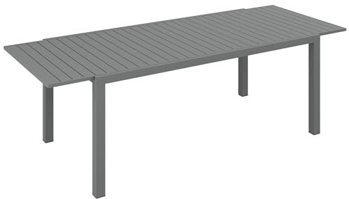 Outsunny Table de Jardin Extensible Table Tables à Manger de Patio en Aluminium rectangulaire pour 6-8 Personnes, Charge Max. 50kg, dim. 180/240L x 94l x 73H cm, Gris