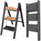 JOISCOPE Aluminium Alloy 3 Step Ladder 250KG Load Capacity, Anti-slip Antirust Folding Step, Sturdy & Lightweight Aluminium Step Ladder, Multifunctional Small Step Ladder for Indoor/Outdoor, Black