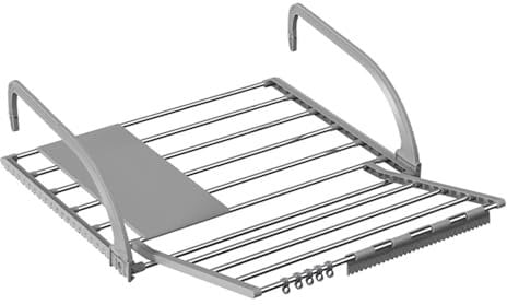 ONEBO 1 Pcs Grey Radiator airer,Extendable front and back Clothes Dryer Rack Rail,Over Door Hanging Rail,for Hanging Clothes Towel Underwear Shoes Socks(59x38cm)