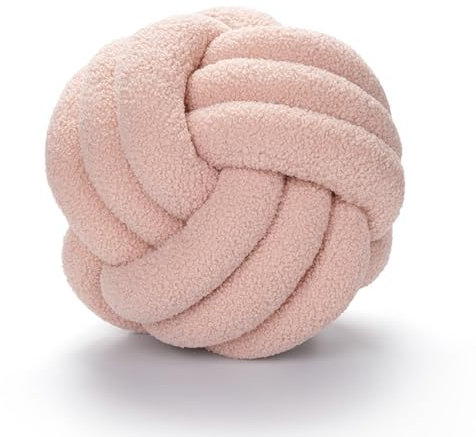 BSOMAM Knotenballkissen, geknoteter Ball, Wurfkissen, ultraweich, Begleitung, dekorativ, handgewebt, geknoteter Ball, Lammsamt, Sofakissen, Knotenkissen, Sofakissen für Schlafzimmer (Rosa)
