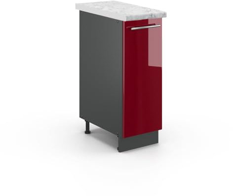 Vicco Apothekerschrank Fame-Line, Bordeaux Hochglanz/Anthrazit, 30 cm, AP Marmor