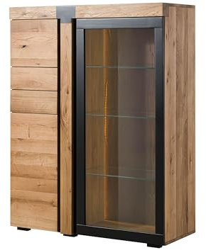 MASSIVMOEBEL24.DE | Highboard Eiche 110x45x144 Natur geölt Rotterdam #100, Farbe:Natur geölt, Größe:110x45x144 cm