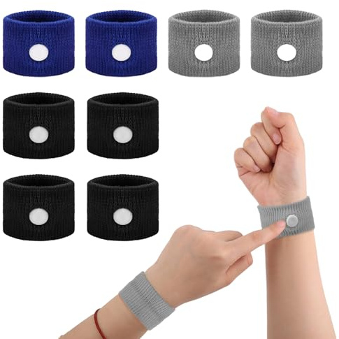 Amaxiu 4 Paar Linderung Reisekrankheitsbänder, Armband zur Vermeidung von Seekrankheit Flugkrankheit Übelkeit Vertigo Essentials Akupressur Reisekrankheitspflaster für Kinder und Erwachsene(B)