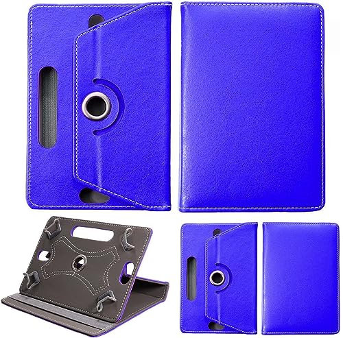 World biz Universal 7 Inch Tablet Case - Premium PU Leather 360 Degree Rotating Stand Folio Wallet Cover Android Tablets, Smooth Interior Fit for Kindle eReader Fire Lenovo/Sony E-Book (Blue)