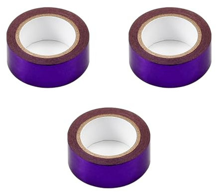 Aoktorkit 3 rotoli di nastro Washi metallico, 15 mm x 5 m, nastro adesivo decorativo autoadesivo, per fai da te, imballaggi, viola