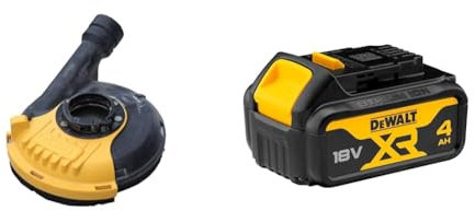 DEWALT DWE46150-XJ Polishing Housing with Suction - for DEWALT 115-125 mm Grinder - Tool-Free Attachment - Compatible with AIRLOCK System, Black + DEWALT Battery