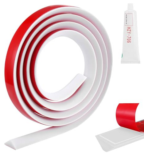 2M Barrera Agua Ducha, Tipo Autoadhesivo Barrera Agua Ducha Con Sellador de Silicona, Flexibilida Perfil Silicona Ducha, 360°Curva Borde Plato Ducha, Barrera Ducha que no Salga Agua Para Mampara Ducha