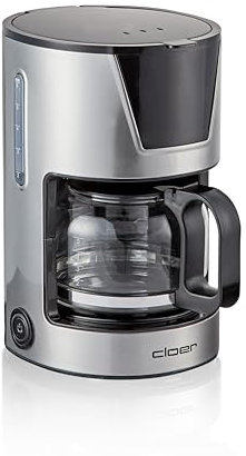 Cloer 5251 Cafetière pour 6 tasses, Fonction de réchauffement doux, Carafe en verre, Cuillère à mesurer, Indicateur de niveau d'eau, Système anti gouttes, Taille du filtre 1x2, 550 W, acier inoxydable