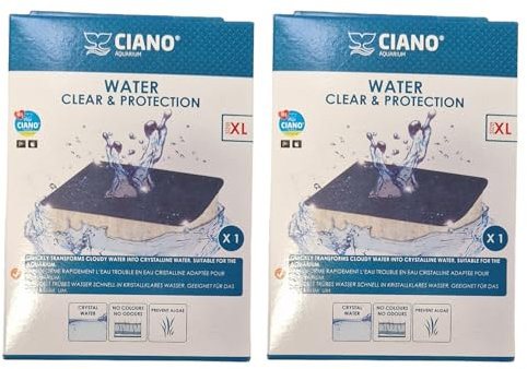 Ciano Water Clear and Protection Duo Pack per Acquario, Rimuove Colori e Odori, Acqua cristallina, Prevenzione Alghe, per Ciano Emotions Pro Fish Tanks e Filtri