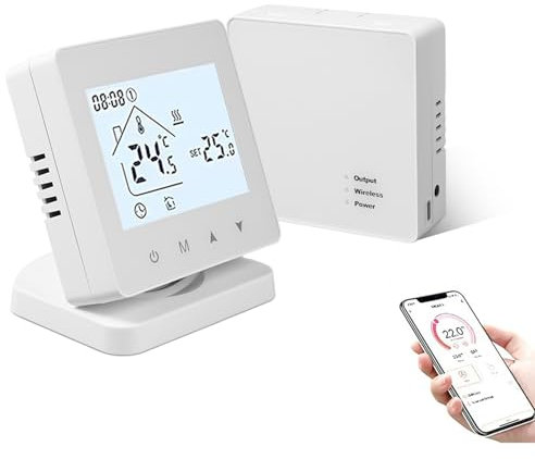 Thermostat Connecté WiFi Programmable, Thermostat Intelligent pour Chaudière à Gaz, Thermostat WiFi avec Écran LED, Thermostat Compatible avec Alexa et Google Home