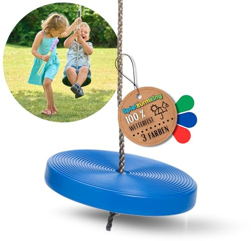 Spielturmking® Schaukel Garten Lilia - Tellerschaukel - Kinderschaukel Outdoor Indoor - Schaukelsitz Kunststoff Schaukelbrett für Kinder zum Schaukeln - Höhenverstellbar - rutschfest (Blau)