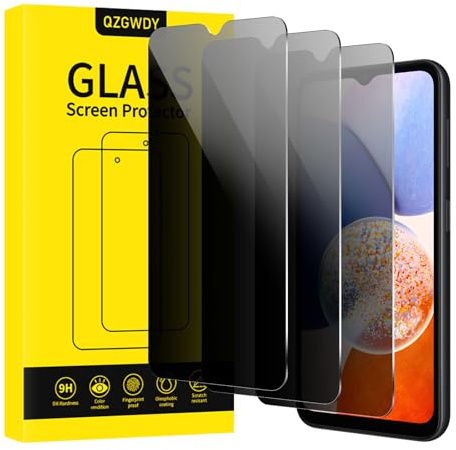 QZGWDY Verre Trempé Anti-Espion pour Samsung Galaxy A14, Lot de 3 Film Protection Écran Vitre Protecteur Protege Sans Bulles, Dureté 9H, Facile à Installer