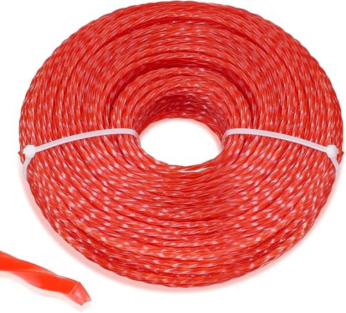 Grillix Filo Decespugliatore 3mm, Filo di Ricambio per Decespugliatore, Evidente Rosso, Forma a 360° Spirale, più Resistente all'Usura 30%, 60 Metri, Risparmio del 40% Tempo, Universale Modelli